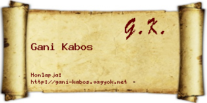 Gani Kabos névjegykártya